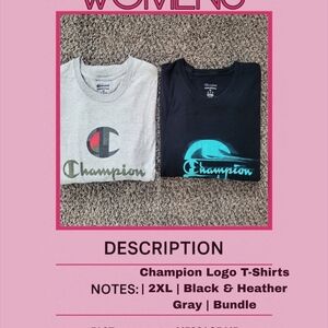 UNISEX Champion Women's Heather Gray and Black Logo T-Shirts